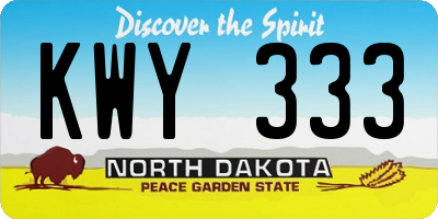 ND license plate KWY333