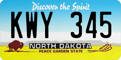 ND license plate KWY345