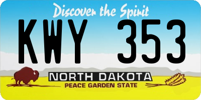 ND license plate KWY353