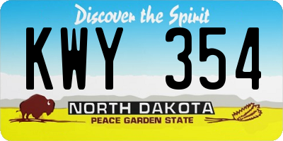 ND license plate KWY354