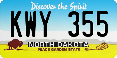 ND license plate KWY355