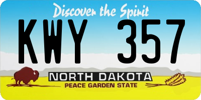 ND license plate KWY357