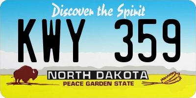 ND license plate KWY359