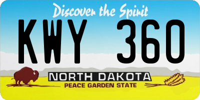 ND license plate KWY360