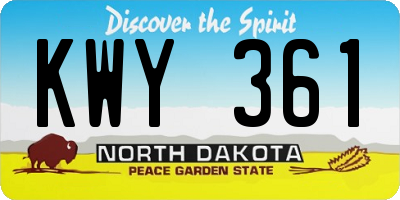 ND license plate KWY361