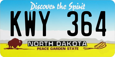 ND license plate KWY364