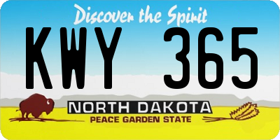 ND license plate KWY365