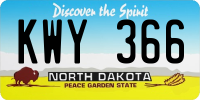 ND license plate KWY366