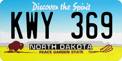 ND license plate KWY369