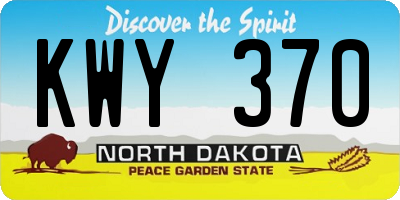 ND license plate KWY370