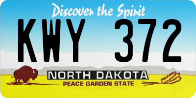 ND license plate KWY372