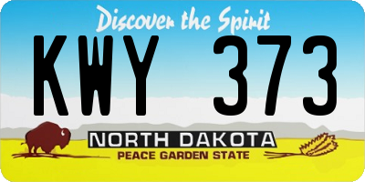 ND license plate KWY373