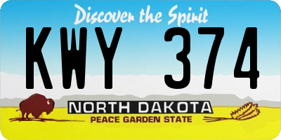 ND license plate KWY374