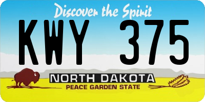 ND license plate KWY375