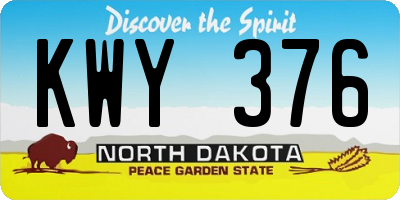 ND license plate KWY376