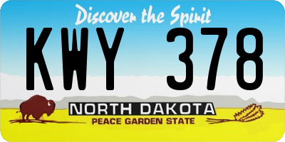 ND license plate KWY378