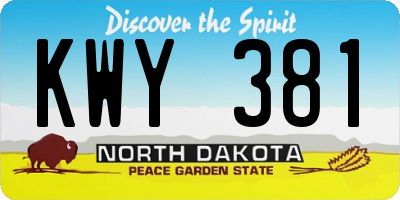 ND license plate KWY381