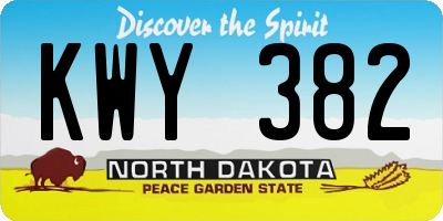 ND license plate KWY382