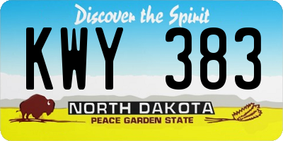 ND license plate KWY383