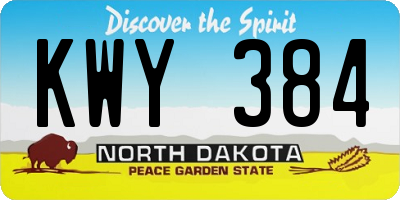 ND license plate KWY384