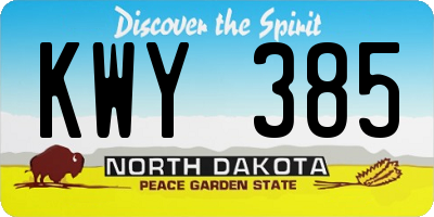 ND license plate KWY385