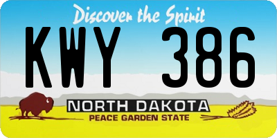 ND license plate KWY386