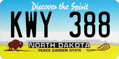 ND license plate KWY388