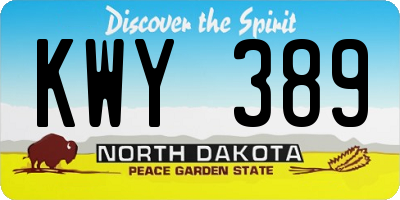 ND license plate KWY389