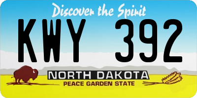 ND license plate KWY392