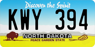 ND license plate KWY394