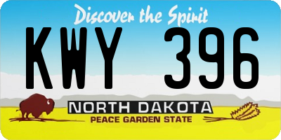 ND license plate KWY396