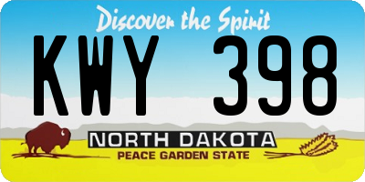 ND license plate KWY398