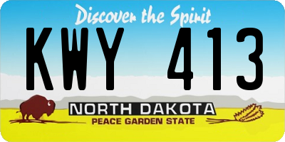 ND license plate KWY413