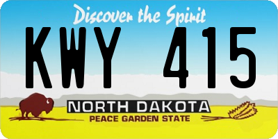 ND license plate KWY415