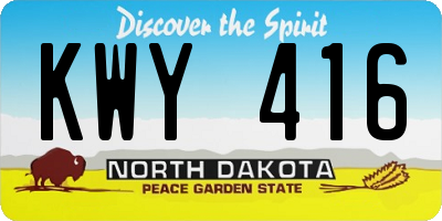 ND license plate KWY416