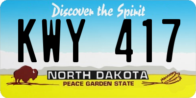 ND license plate KWY417
