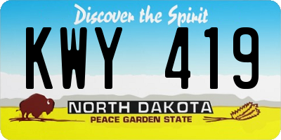 ND license plate KWY419