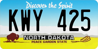 ND license plate KWY425