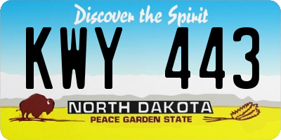 ND license plate KWY443