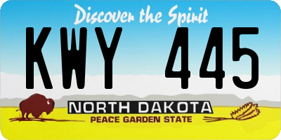 ND license plate KWY445