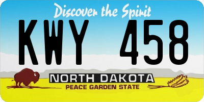 ND license plate KWY458