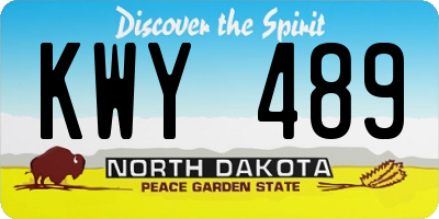 ND license plate KWY489