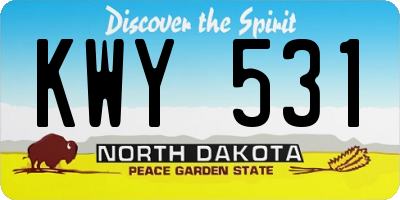 ND license plate KWY531