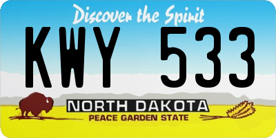 ND license plate KWY533