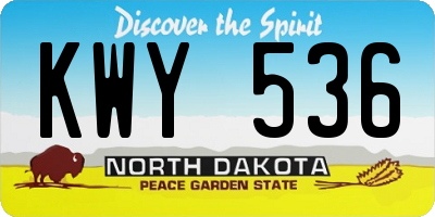 ND license plate KWY536