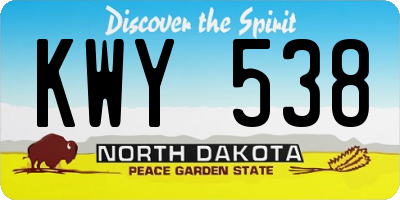 ND license plate KWY538