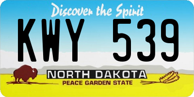 ND license plate KWY539