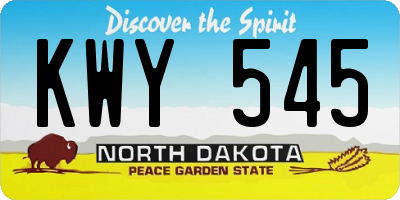 ND license plate KWY545