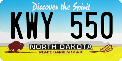 ND license plate KWY550