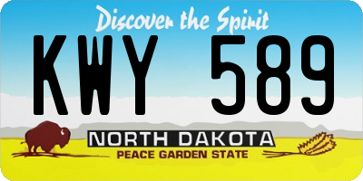 ND license plate KWY589